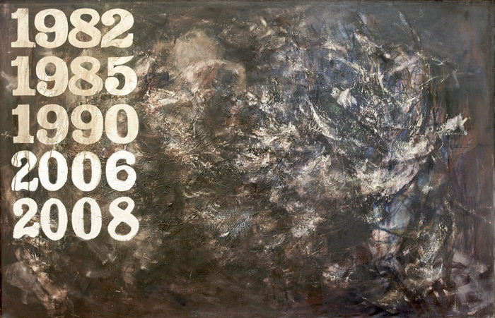 Zbigniew Szymoniak, Przestrzeń okazjonalna, 1981, olej, płótno, 205x115 cm, z kolekcji Muzeum Ziemi Lubuskiej w Zielonej Górze Fot. Mariusz Kowalski.